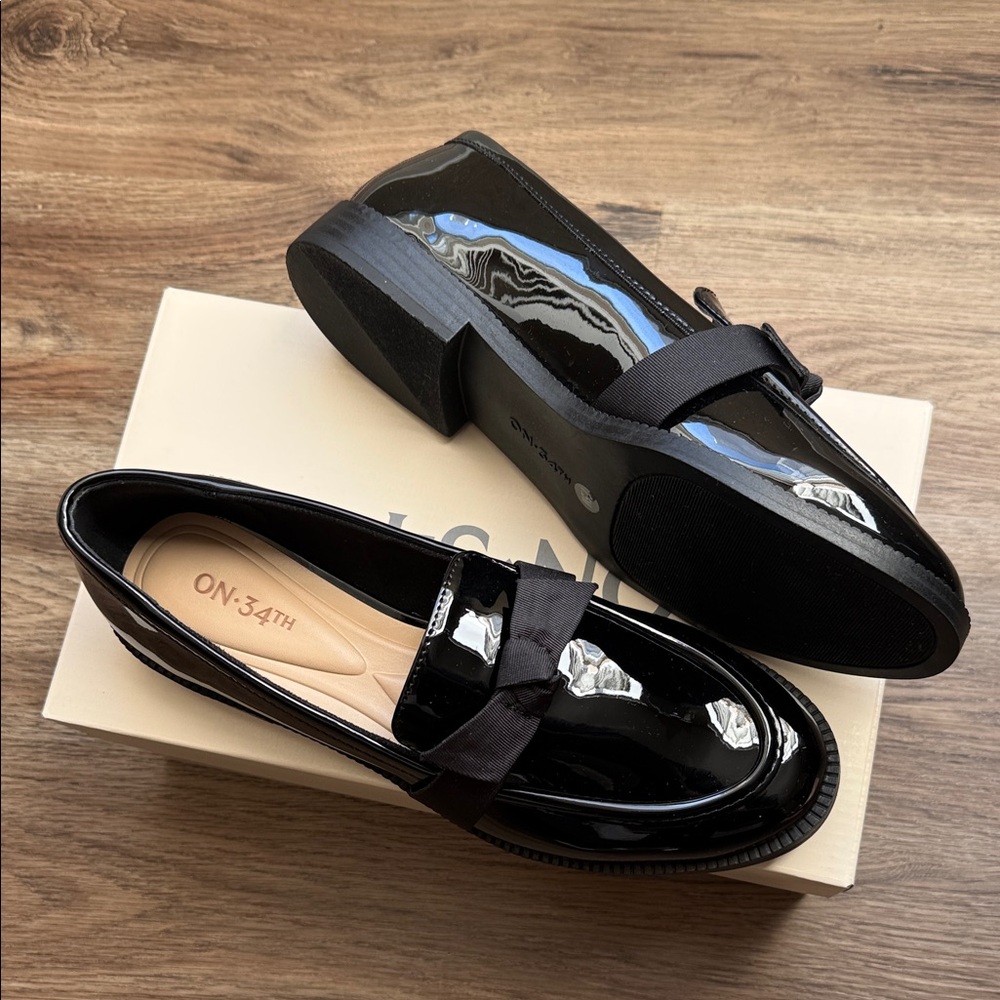 ON:34th KASSANDRA  Black Patent Leather Loafers NWT